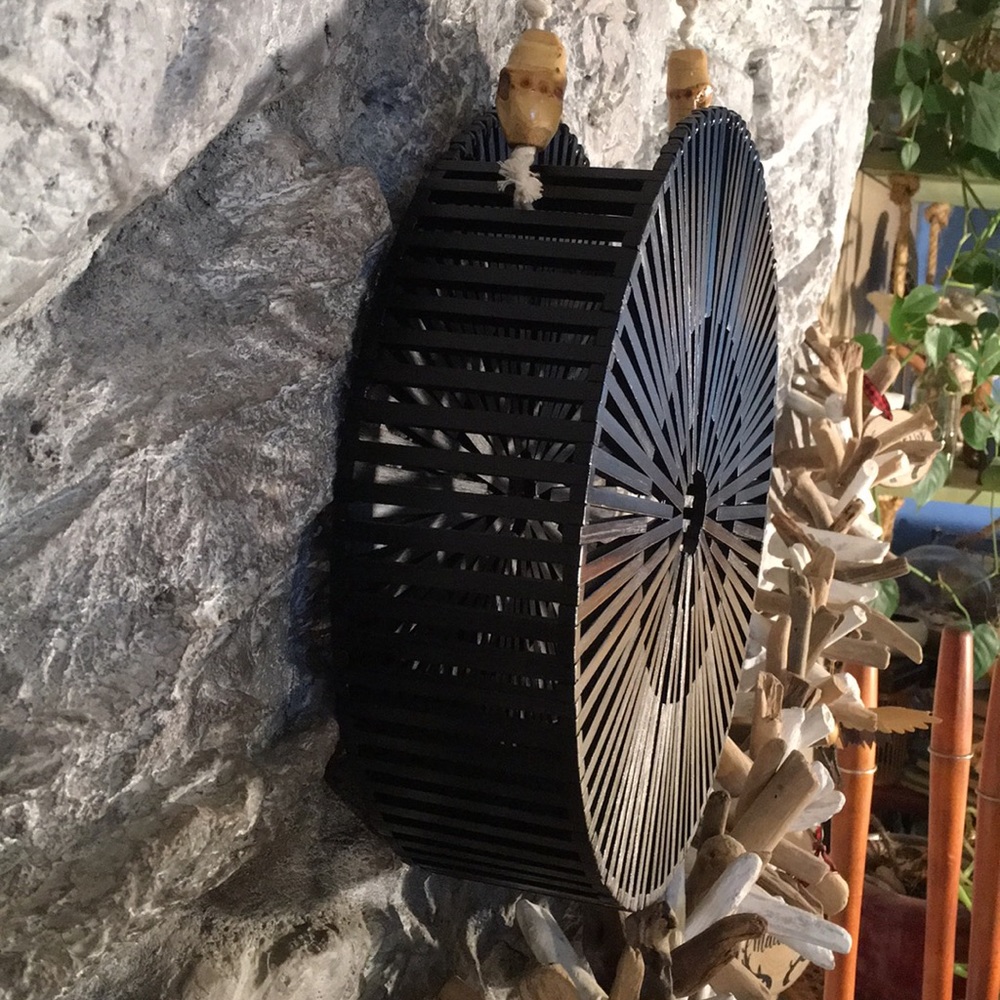 Black round bamboo with rope/bamboo strap - Picture 6 of 8